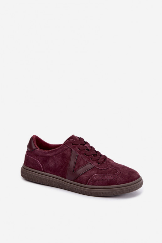 Cariva bordeaux leren en suede sneakers