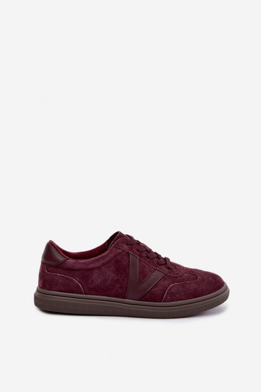 Cariva bordeaux leren en suede sneakers