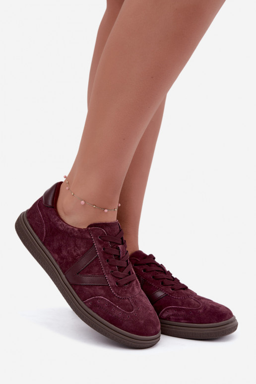 Sneakers en cuir et daim bordeaux Cariva