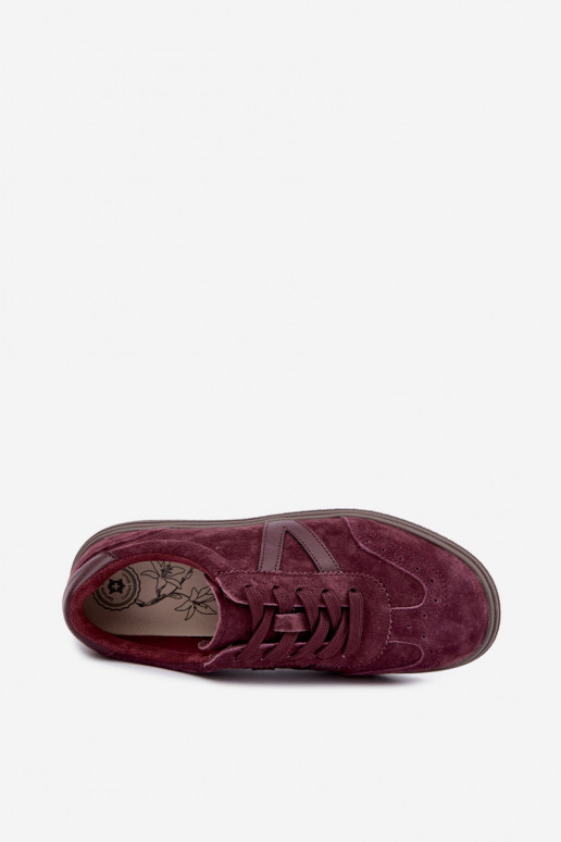 Cariva bordeaux leren en suede sneakers