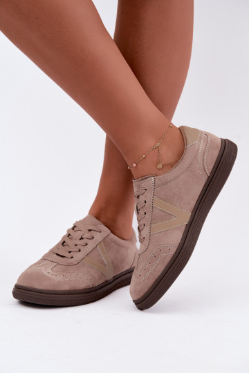 Cariva zand leren en suede sneakers 2