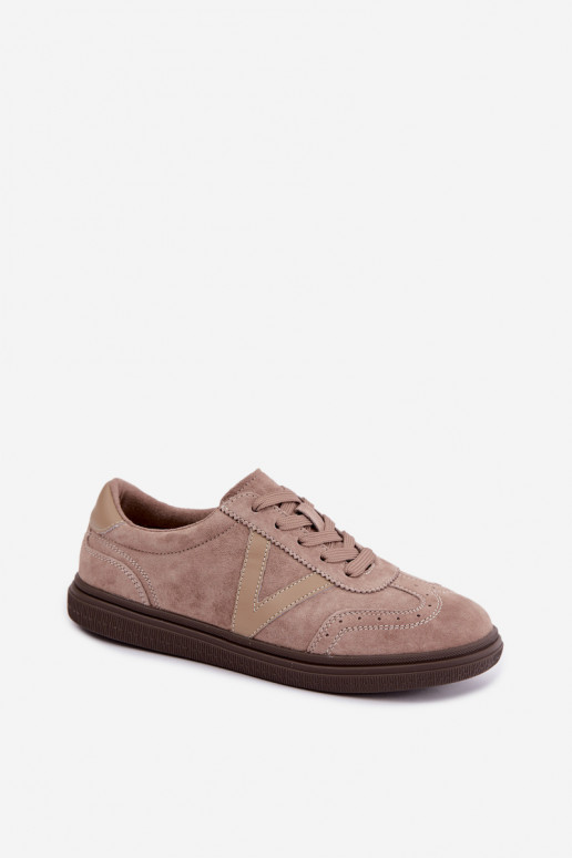 Cariva zand leren en suede sneakers