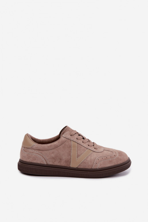 Cariva zand leren en suede sneakers