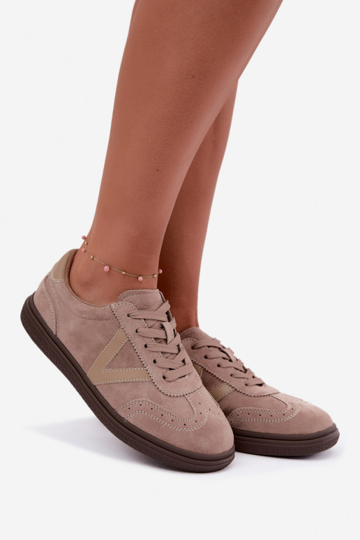 Cariva zand leren en suede sneakers