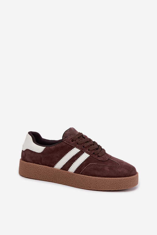 Sneakers en daim chocolat et blanc Bellmont
