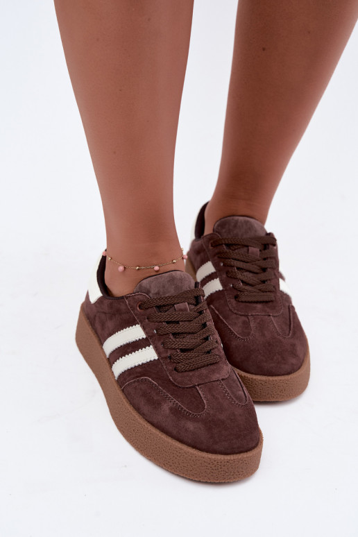 Sneakers en daim chocolat et blanc Bellmont