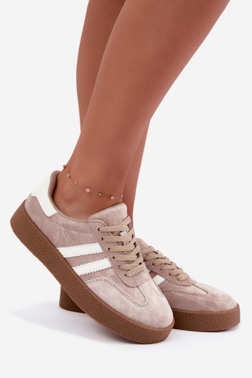 Bellmont zandkleurige faux suede sneakers