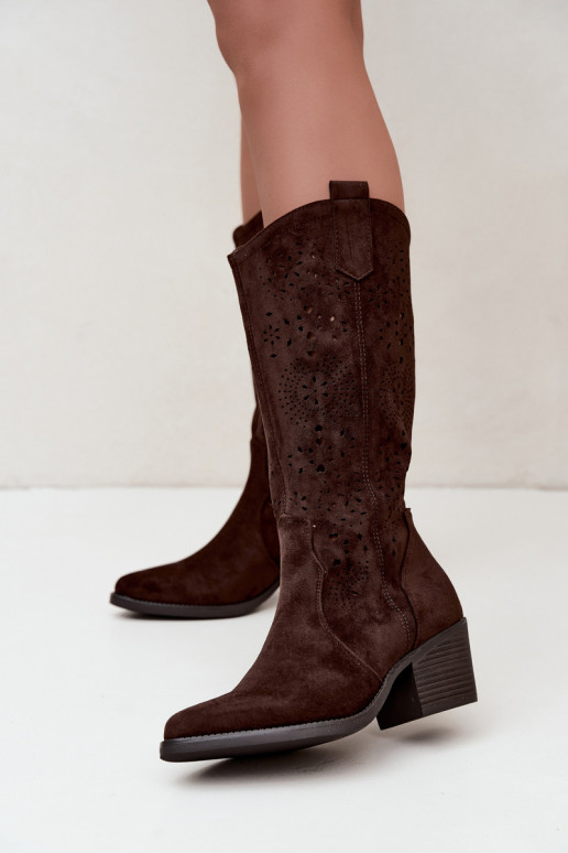 Ausschnitt Cowboy-Stiefel mit Absatz CzekoladoĮe Garena
