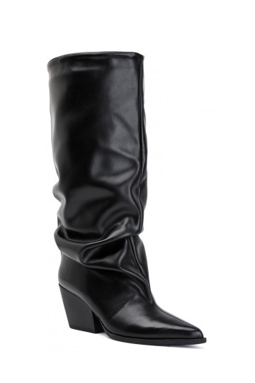 Bottes hautes pour femmes avec tige courbée et talons en couleur noire Durela 2