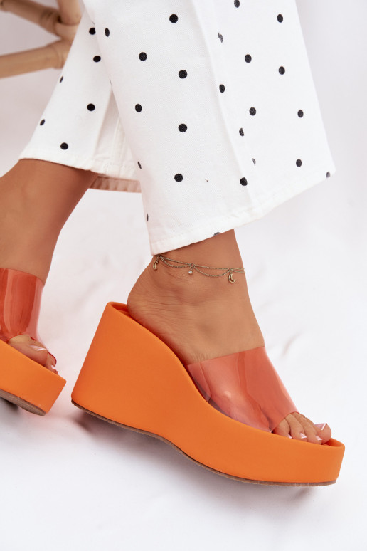 Orange Damen-Slipper mit transparenten Riemen Zolretia