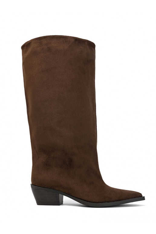 Stiefeletten mit Absatz aus braunem Kunstveloursleder Casella