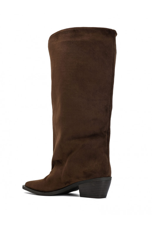 Bottines à talons en suède synthétique marron Casella
