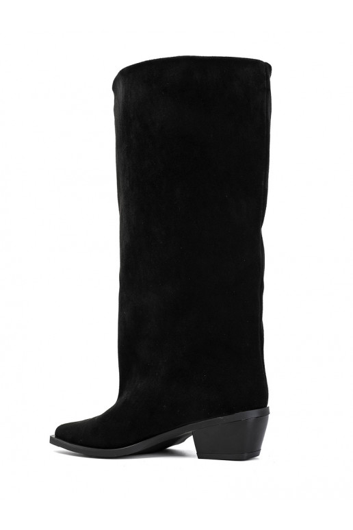 instaplaarzen met hakken van faux suede zwart Casella