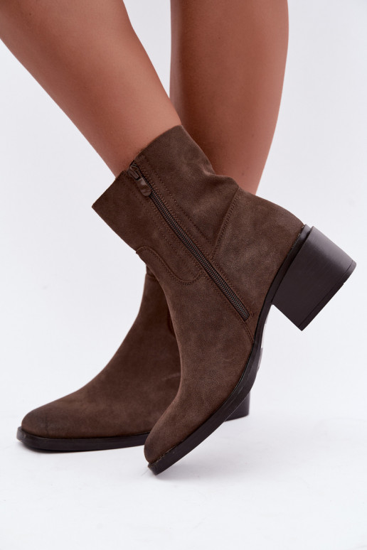 Bottines pour femmes en daim marron Iveris