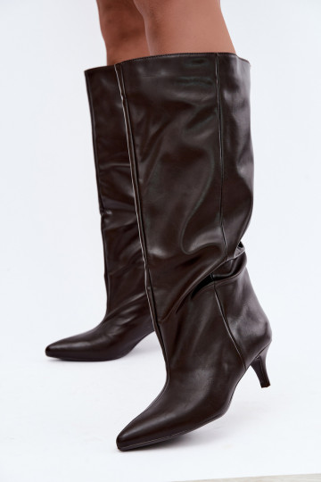 Bottines à talons en suède synthétique chocolat Desya 2