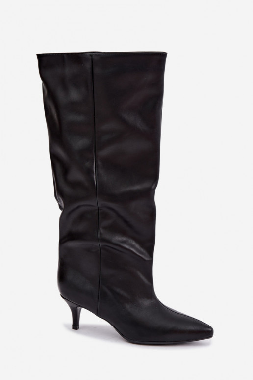 Bottines à talons en suède synthétique noir Desya