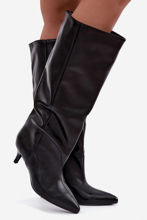 Bottines à talons en suède synthétique noir Desya