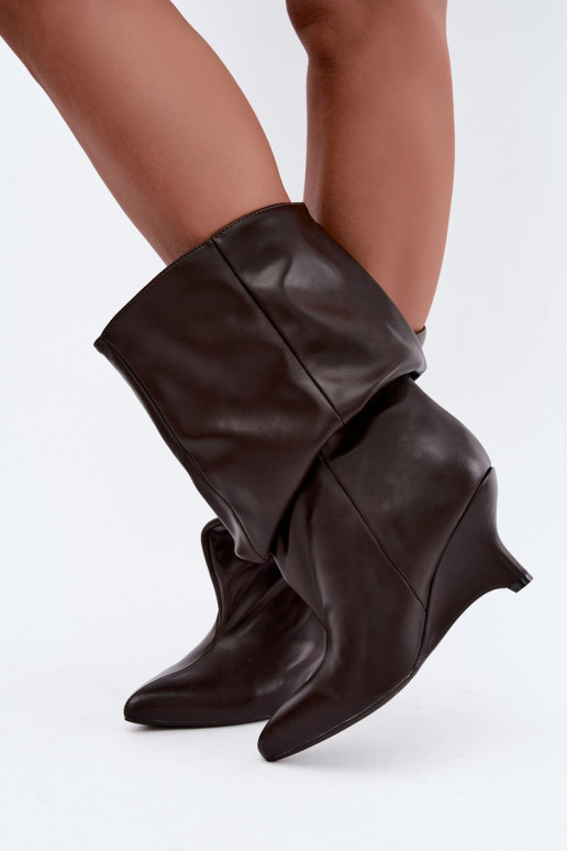 Bottines slouchy avec plateforme en chocolat Ilyna