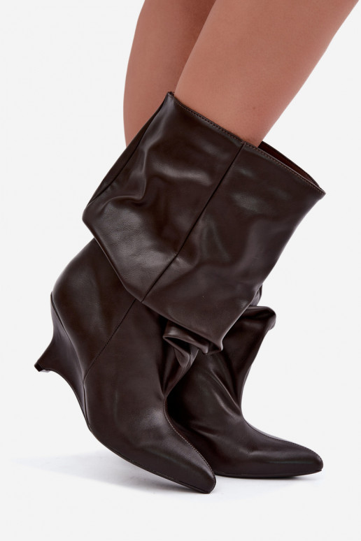 Bottines slouchy avec plateforme en chocolat Ilyna