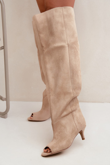 Bottes hautes avec tige haute et bouts ouverts en sable Henya 2