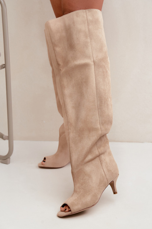 Bottes hautes avec tige haute et bouts ouverts en sable Henya