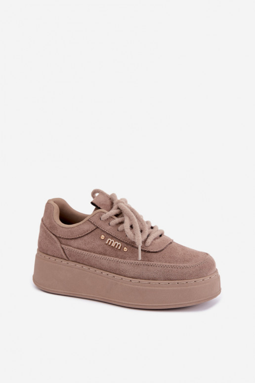 Suède sneakers met platform in klei Teysa