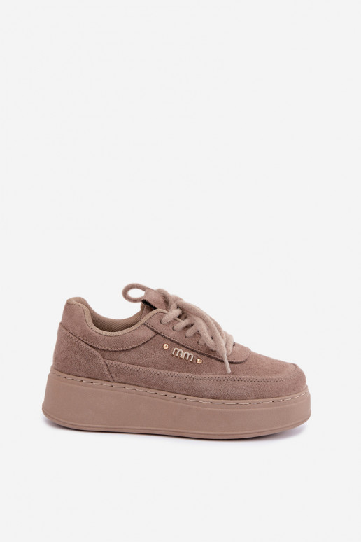 Suède sneakers met platform in klei Teysa