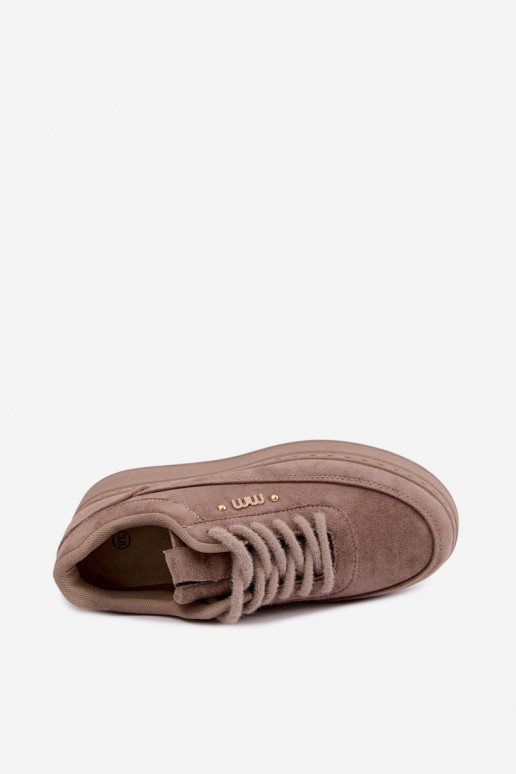 Suède sneakers met platform in klei Teysa