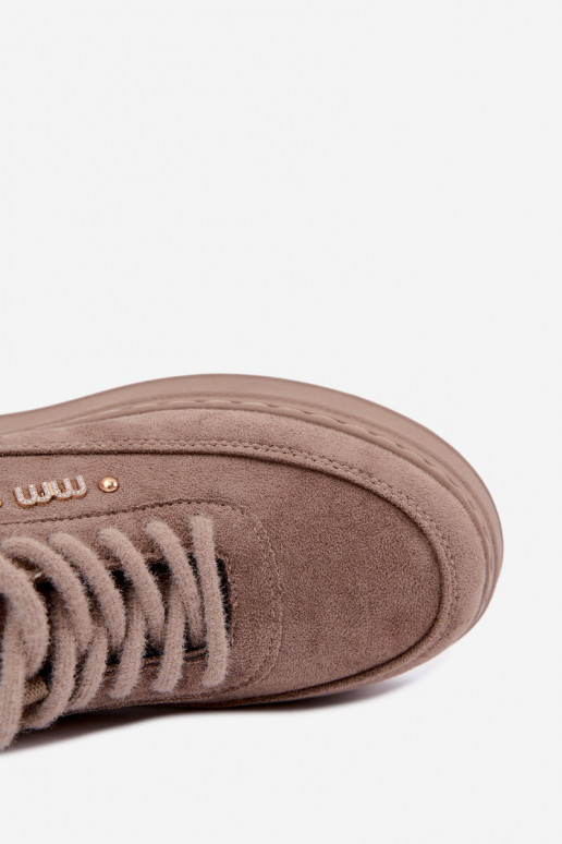 Suède sneakers met platform in klei Teysa