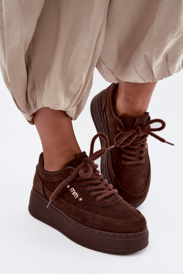 Baskets en daim avec plateforme en chocolat Teysa 2