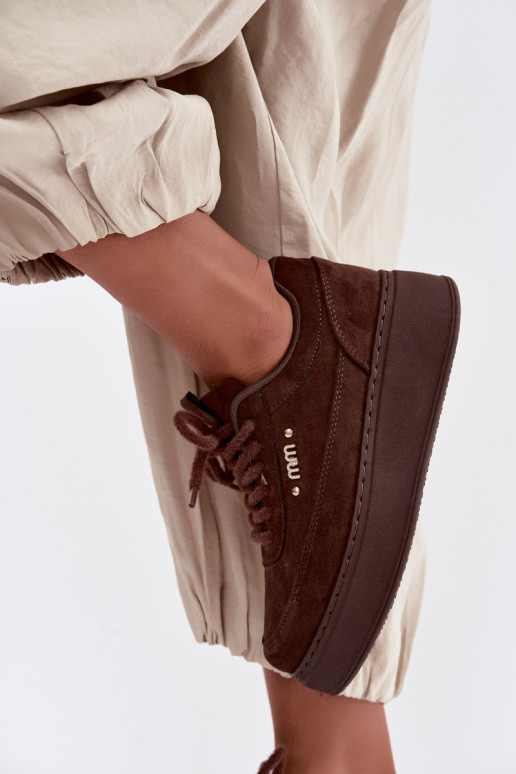 Baskets en daim avec plateforme en chocolat Teysa