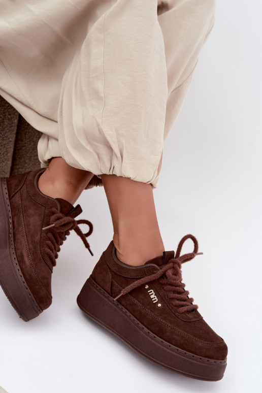 Sneaker aus Veloursleder mit Plattform in Schokolade Teysa