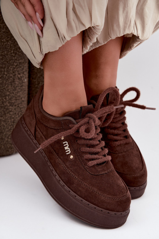 Sneaker aus Veloursleder mit Plattform in Schokolade Teysa