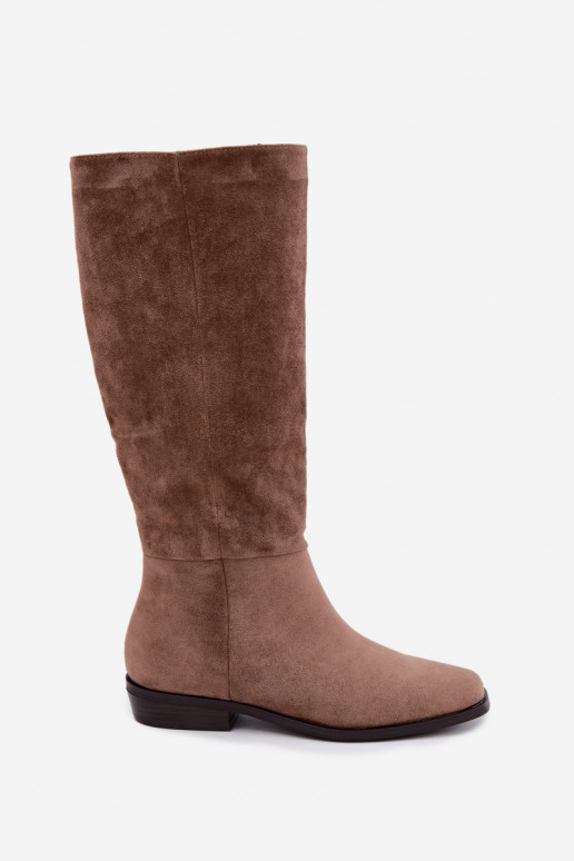 Bottes hautes pour femmes à petit talon en sable Feretta