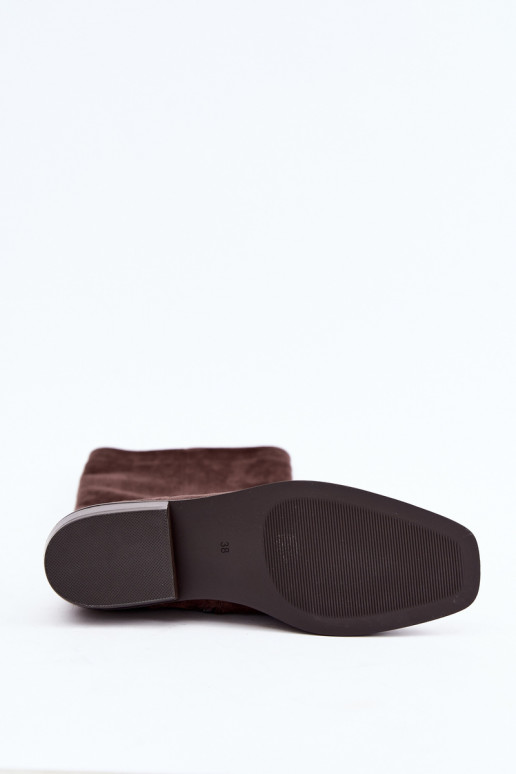 Bottes hautes pour femmes à petit talon en chocolat Feretta