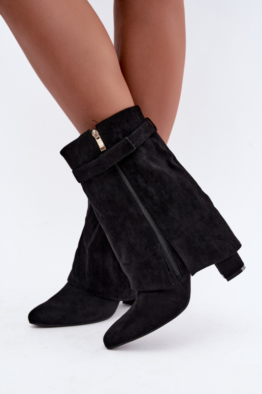 Bottines chaudes pour femmes avec talons décorés en noir Luvielle