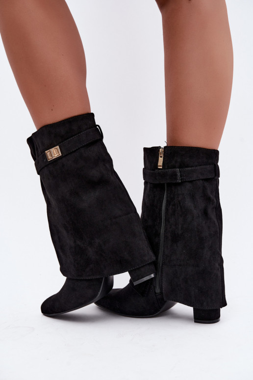 Bottines chaudes pour femmes avec talons décorés en noir Luvielle
