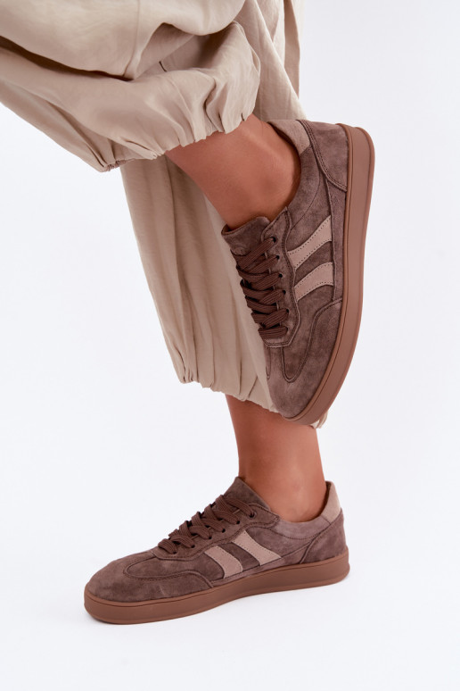 Baskets pour femmes en daim marron Vinceza 95438