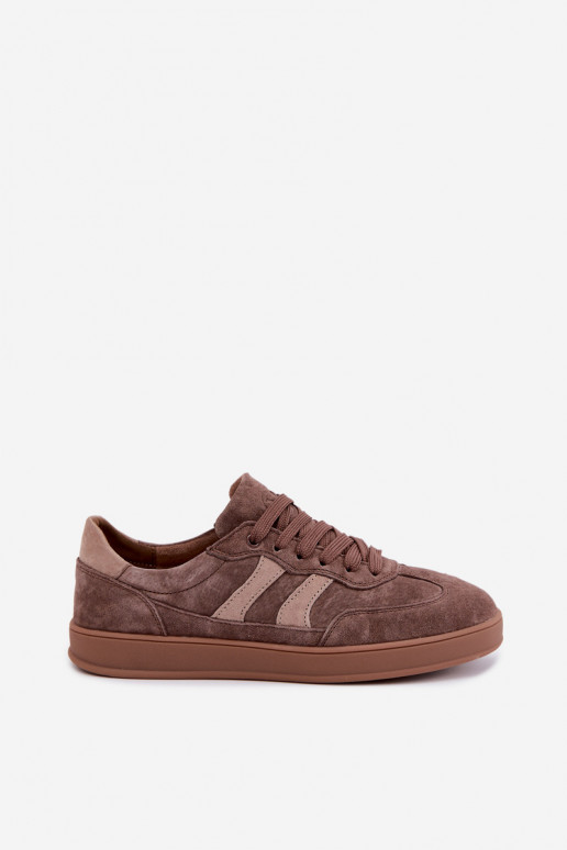 Dames sneakers van bruin suede Vinceza 95438