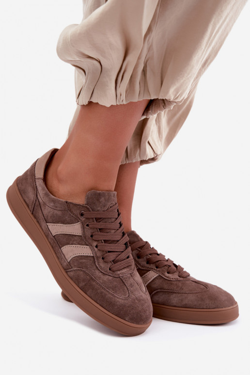 Damen Sneakers aus braunem Veloursleder Vinceza 95438