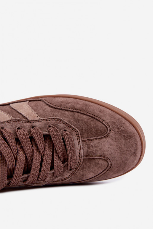 Damen Sneakers aus braunem Veloursleder Vinceza 95438