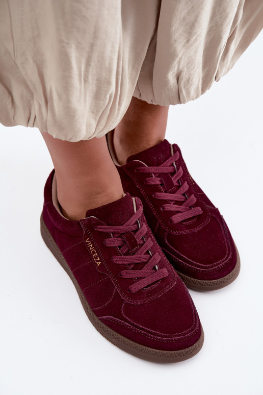 Dames sneakers van bordeaux suede Vinceza 79635