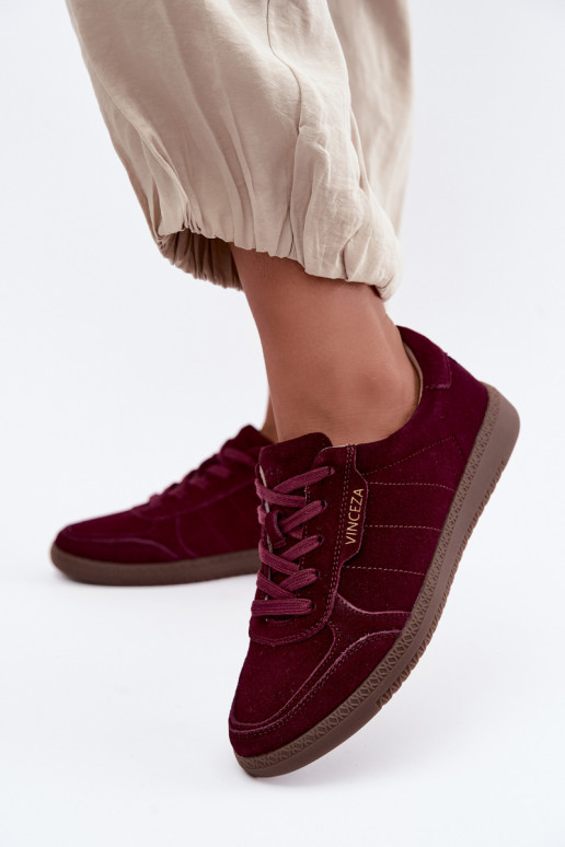 Dames sneakers van bordeaux suede Vinceza 79635