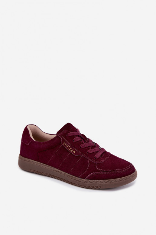 Dames sneakers van bordeaux suede Vinceza 79635