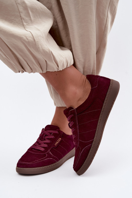 Baskets pour femmes en daim bordeaux Vinceza 79635