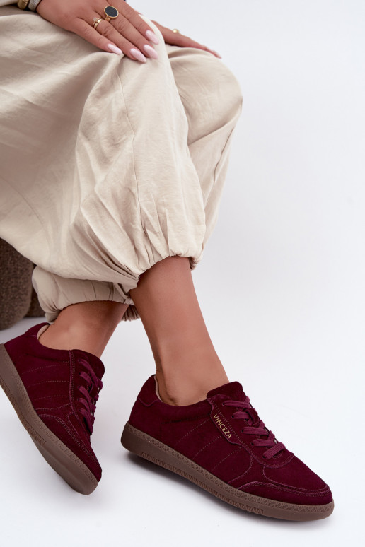 Dames sneakers van bordeaux suede Vinceza 79635