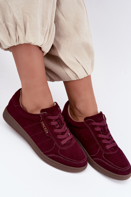 Damen Sneakers aus bordeaux Veloursleder Vinceza 79635