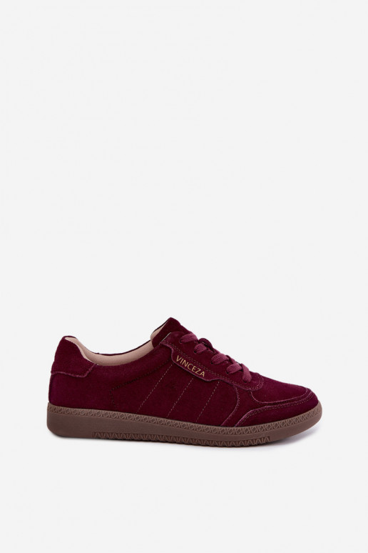 Dames sneakers van bordeaux suede Vinceza 79635