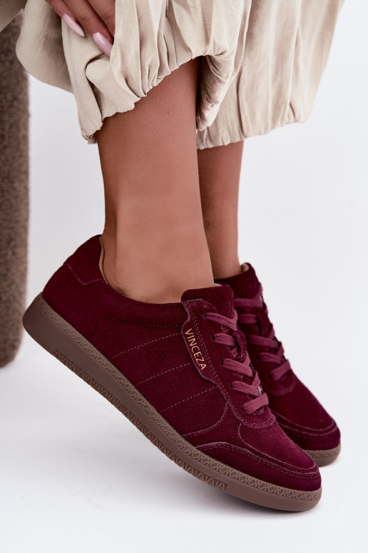 Baskets pour femmes en daim bordeaux Vinceza 79635