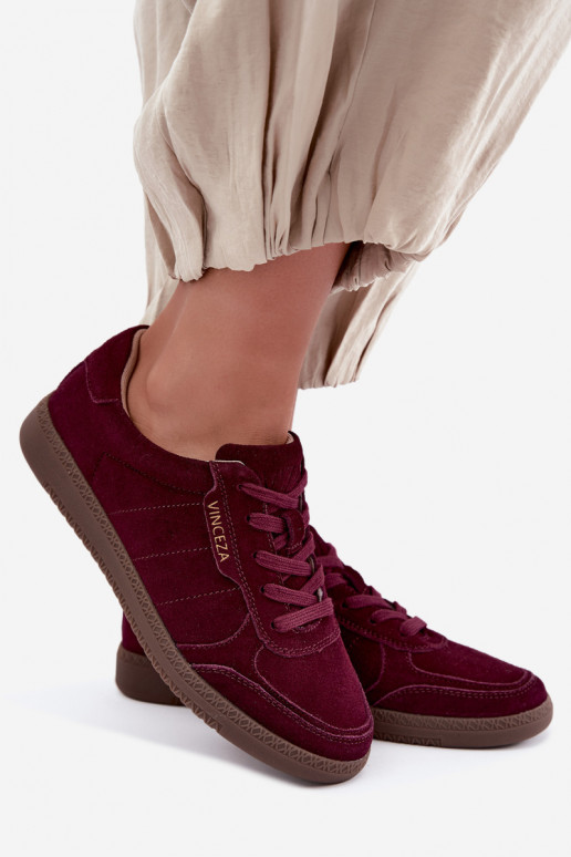 Baskets pour femmes en daim bordeaux Vinceza 79635